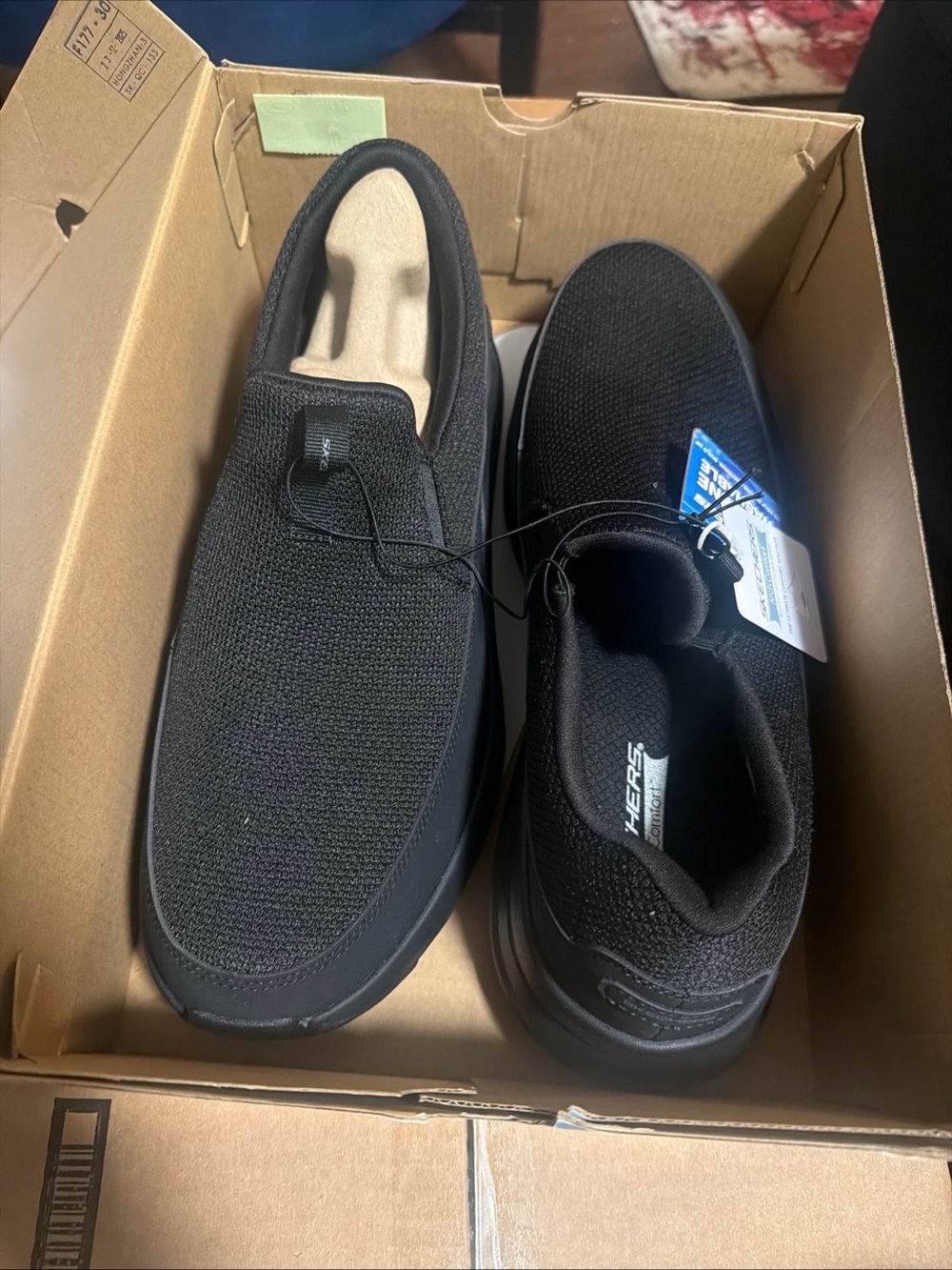 Skechers Arch Comfort Flex Mens Black Slip On Walking Shoes 66751S Size 13 - Picture 2 of 5